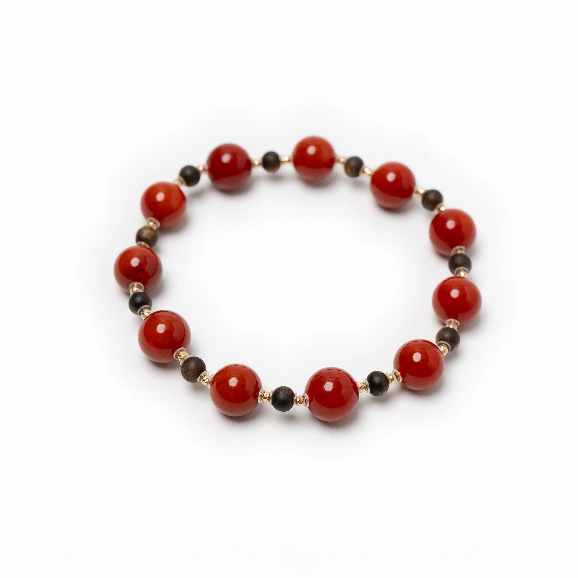 [Dawn Series] Red Agate & Wood Bracelet