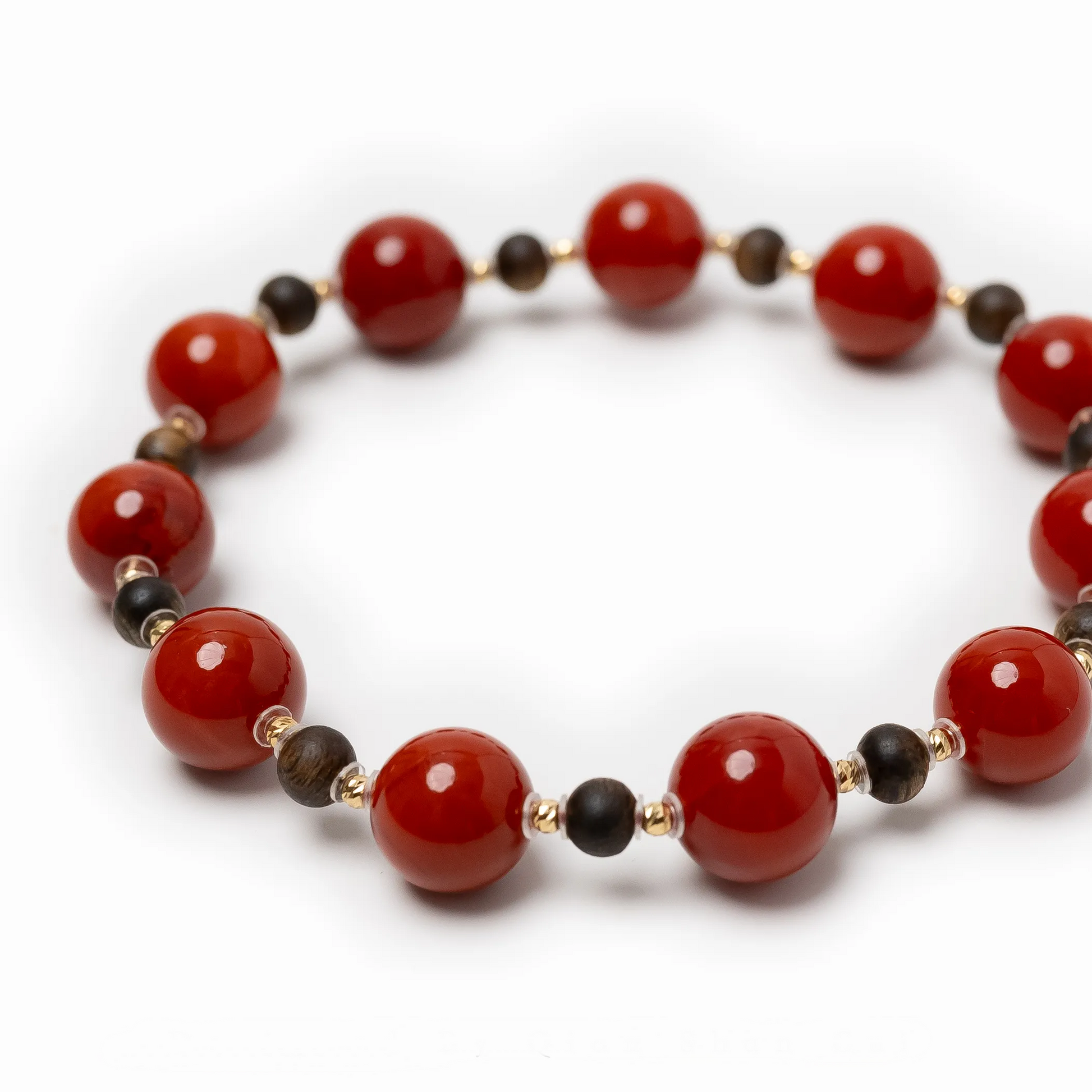 [Dawn Series] Red Agate & Wood Bracelet