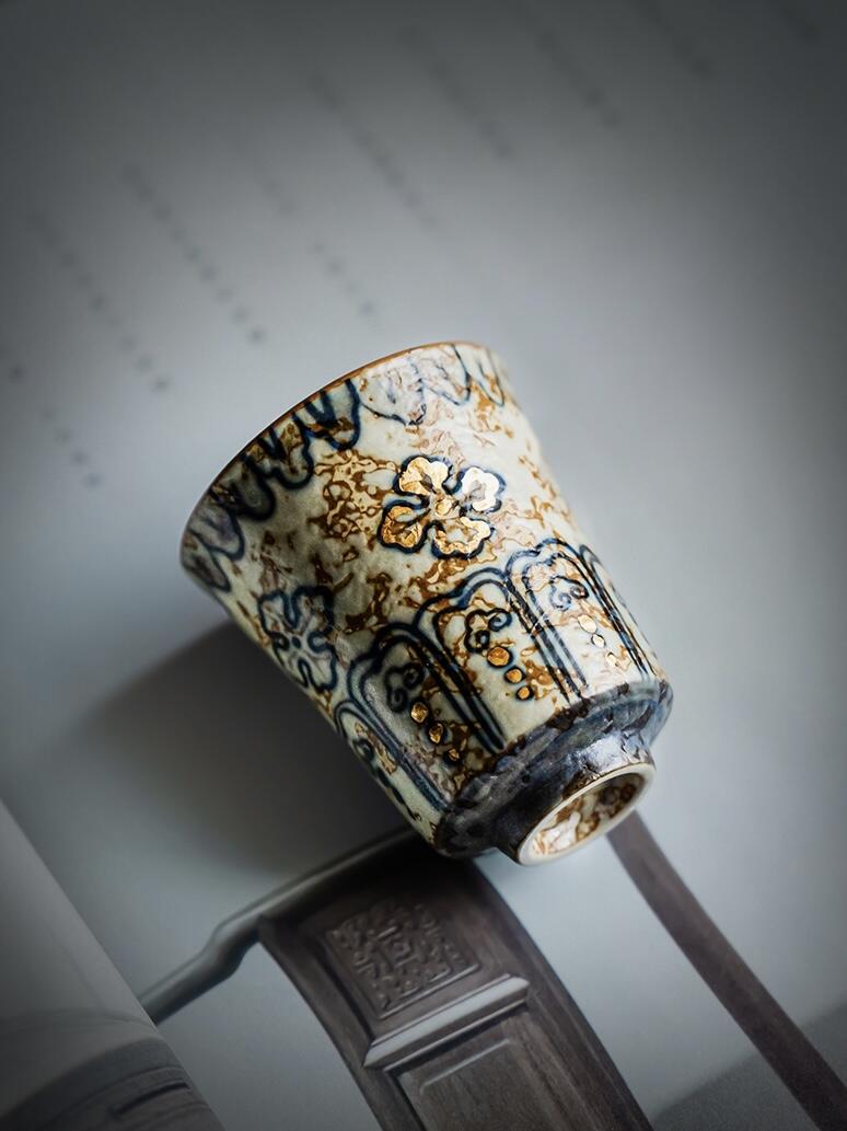Image of Golden Painting Antique Ceramic Tea Cup