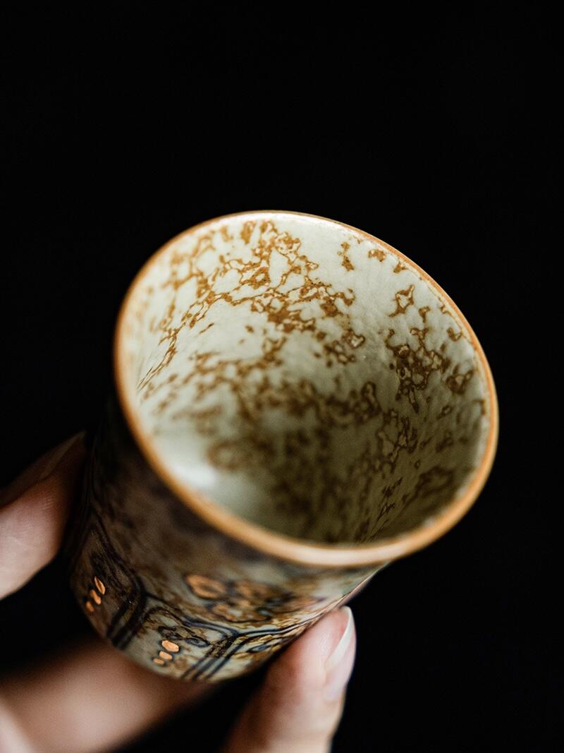 Image of Golden Painting Antique Ceramic Tea Cup