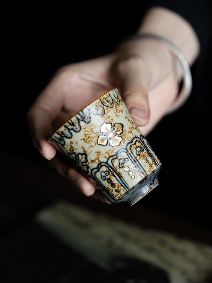 Image of Golden Painting Antique Ceramic Tea Cup