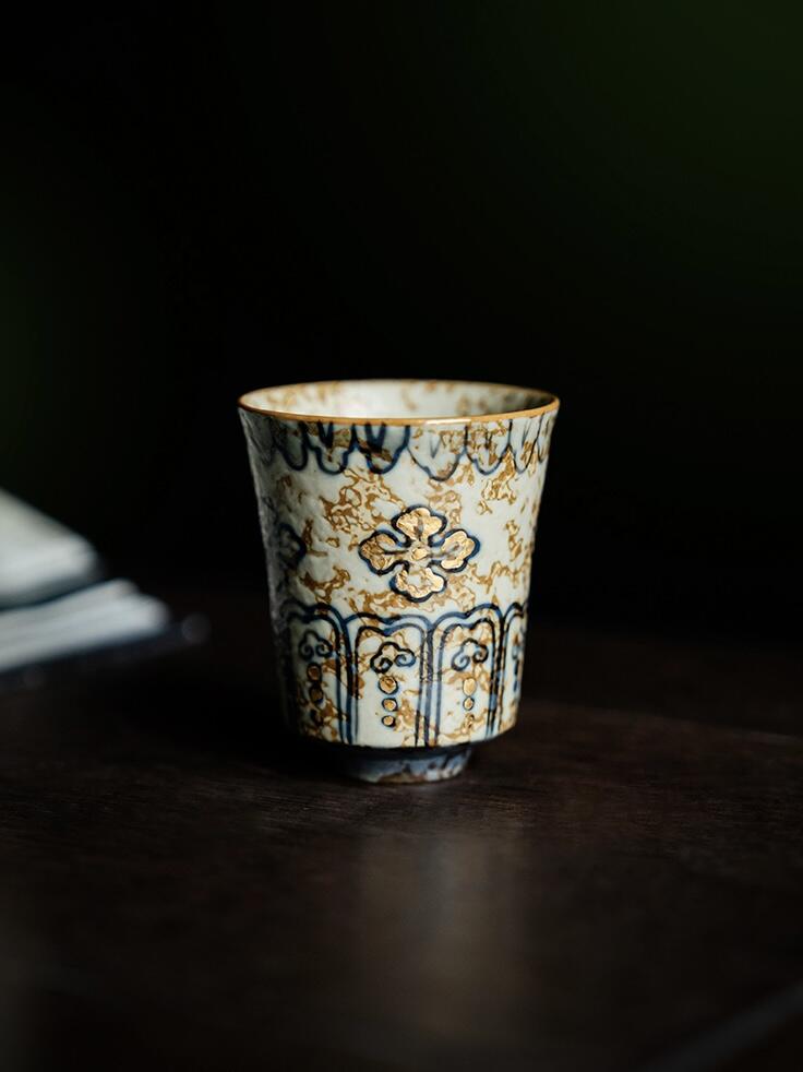 Image of Golden Painting Antique Ceramic Tea Cup
