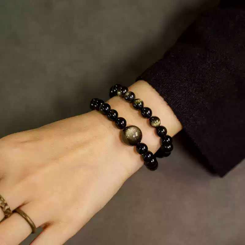 [Eclipse Series] Obsidian Copper Multi-loop Bracelet