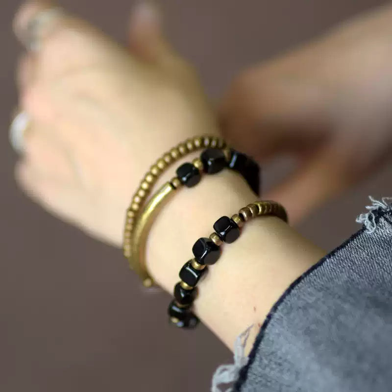 [Eclipse Series] Copper Obsidian Multi-loop Bracelet