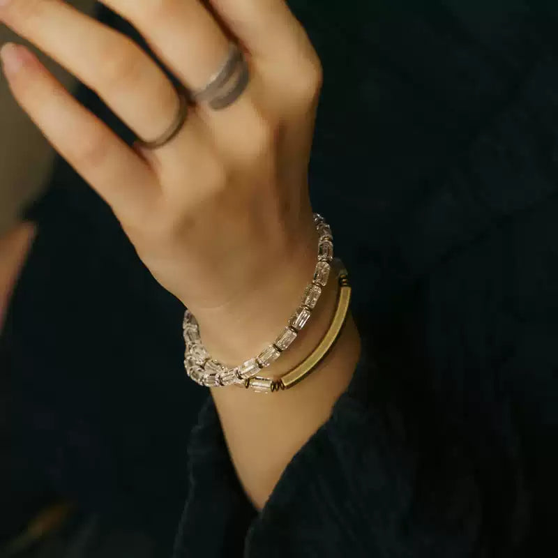 [Eclipse Series] White Crystal Copper Bracelet