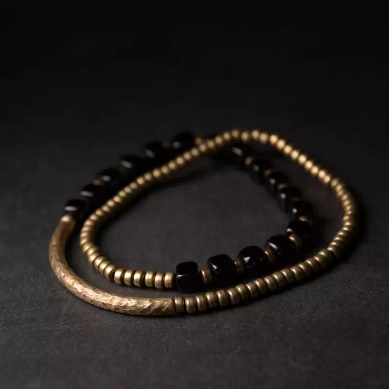 [Eclipse Series] Copper Obsidian Multi-loop Bracelet