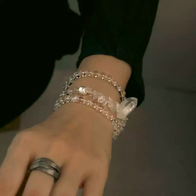 [Eclipse Series] White Crystal Multi-loop Bracelet