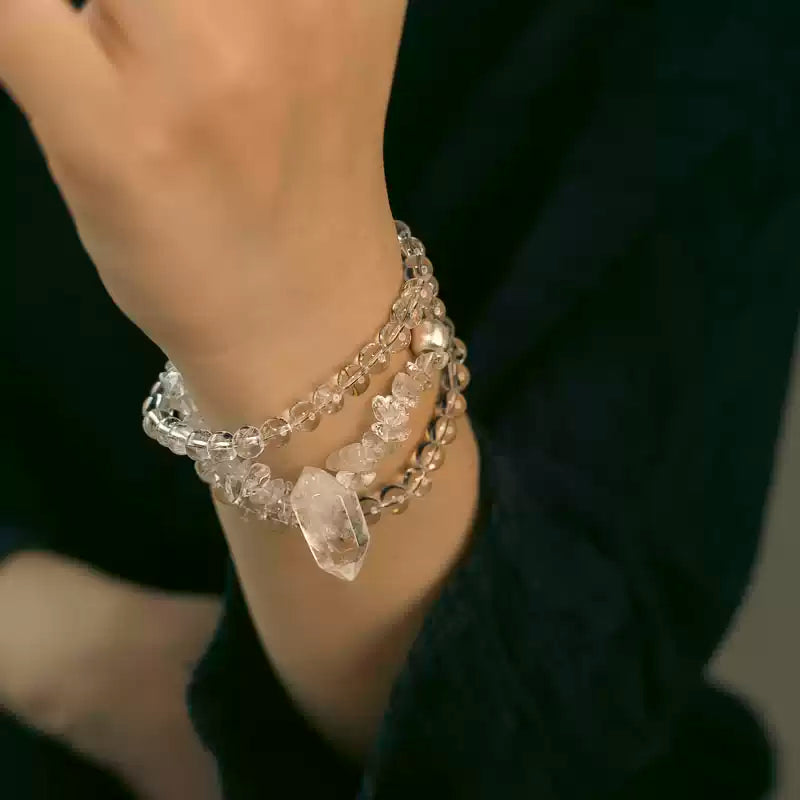 [Eclipse Series] White Crystal Multi-loop Bracelet