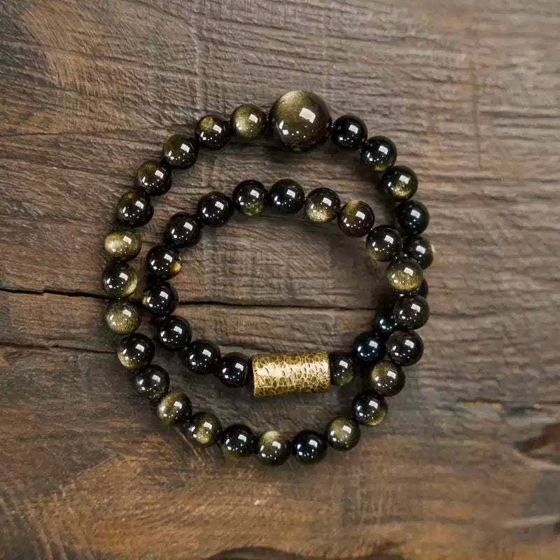 [Eclipse Series] Obsidian Copper Multi-loop Bracelet